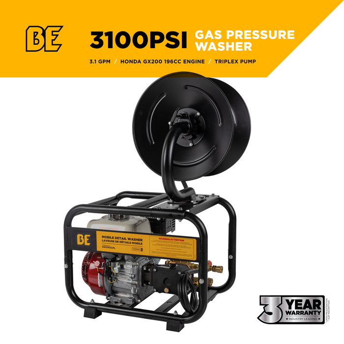 BE Power 3,100 PSI 3.1 GPM Cold Water Gas Pressure Washer - B3165HRAS