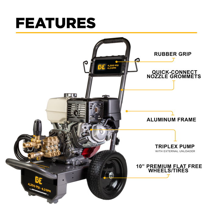 BE Power 4,200 PSI 4.2 GPM Cold Water Gas Pressure Washer - B4213HA