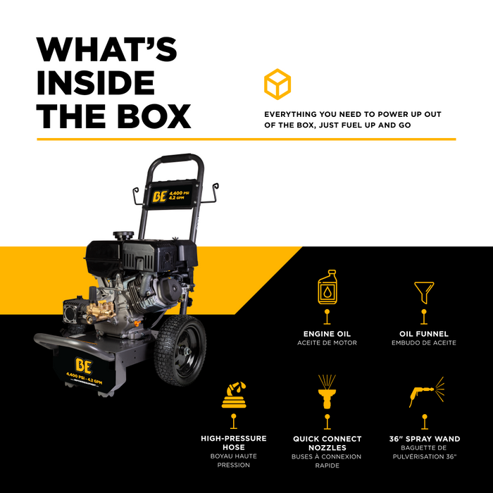 BE Power 4,400 PSI 4.2 GPM Cold Water Gas Pressure Washer - B4415PA