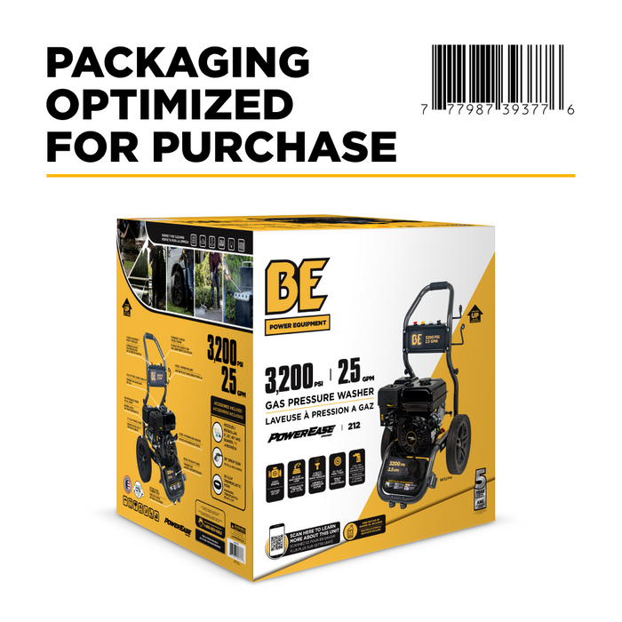 BE Power 3,200 PSI 2.5 GPM Cold Water Gas Pressure Washer - BE327PX