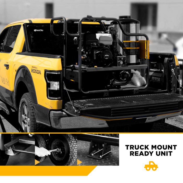 BE Power 3,000PSI 8.0GPM Hot Water Pressure Washer with Honda GX690 Engine and General Triplex Pump - HW3024HG12V