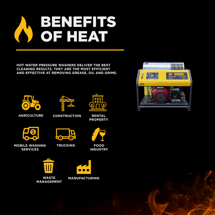 BE Power 3,000PSI 8.0GPM Hot Water Pressure Washer with Honda GX690 Engine and General Triplex Pump - HW3024HG12V