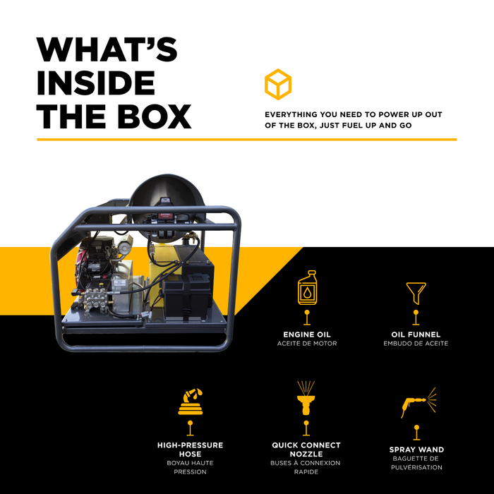 BE Power 3,500PSI 5.6GPM Hot Water Pressure Washer Honda GX690 Engine and General Triplex Pump - HW3524HG12V