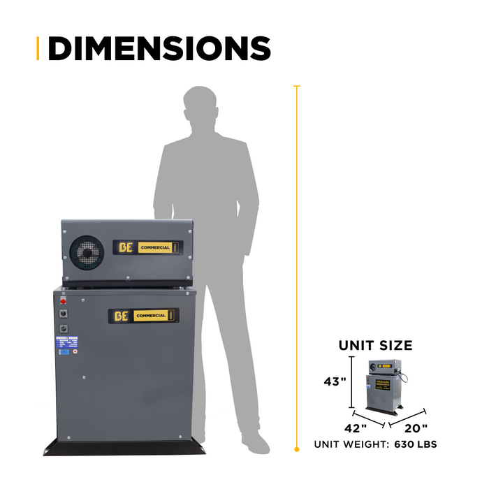 BE Power 3,000 PSI 4.0 GPM 7.5 HP Hot Water Pressure Washer with 7.5HP Motor and General Triplex Pump - X-HW3075EW3GEN