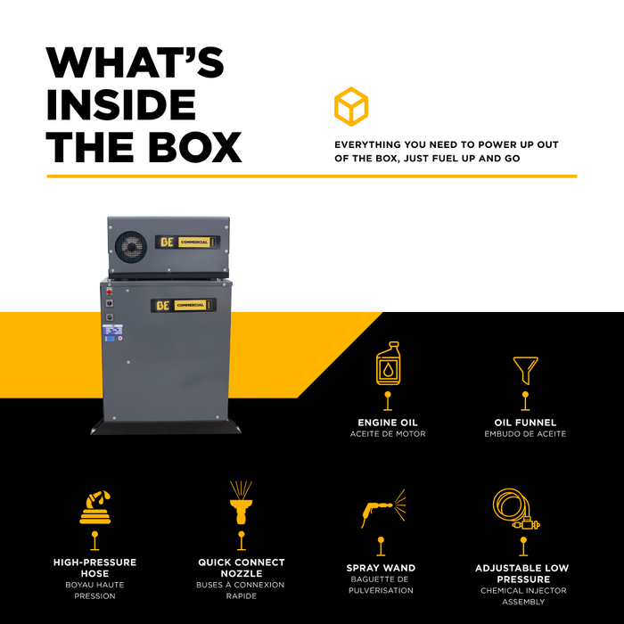 BE Power 3,000 PSI 4.0 GPM 7.5 HP Hot Water Pressure Washer with 7.5HP Motor and General Triplex Pump - X-HW3075EW3GEN