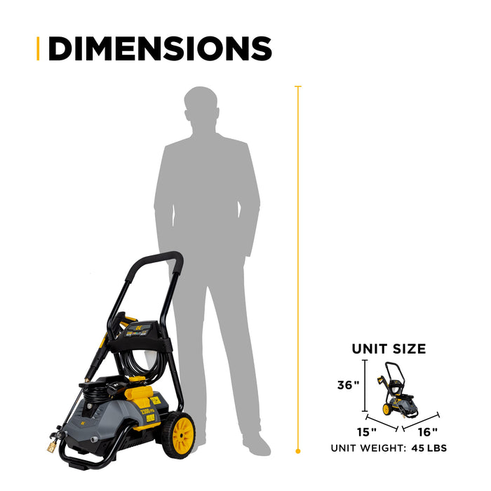 BE Power 2,300 PSI 1.7 GPM Electric Pressure Washer with Powerease Motor and AR Axial Pump - P2314EN