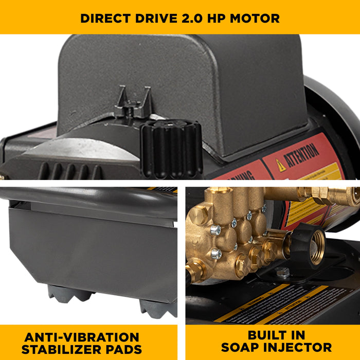 BE Power 1,500 PSI 2.0 GPM Electric Pressure Washer with Baldor Motor and AR Triplex Pump - PE-1520EW1A