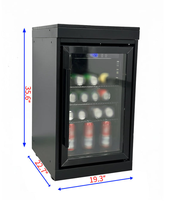 Black Single Door Fridge Cabinet Outdoor Kitchen Islands