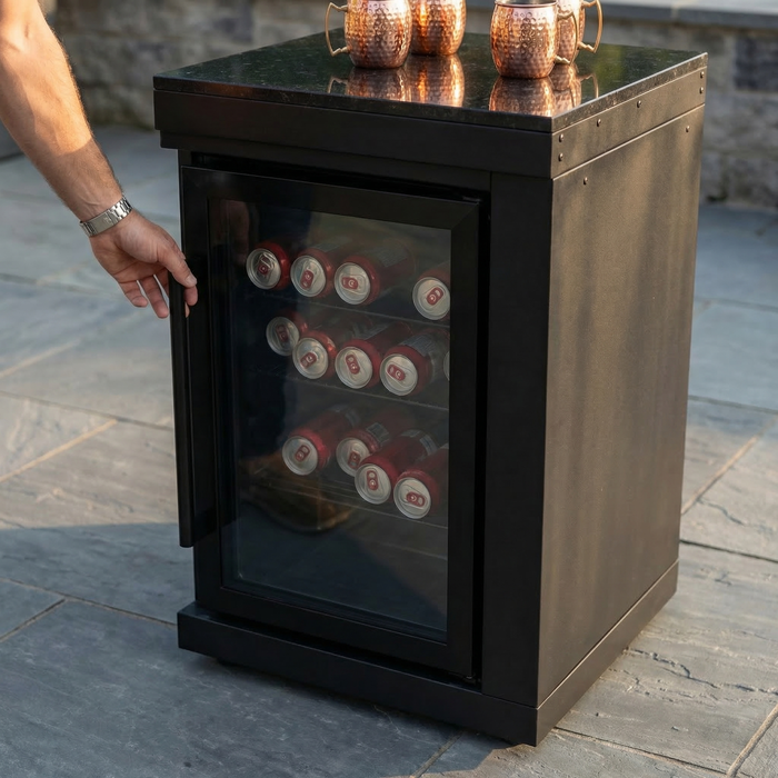 Black Single Door Fridge Cabinet Outdoor Kitchen Islands