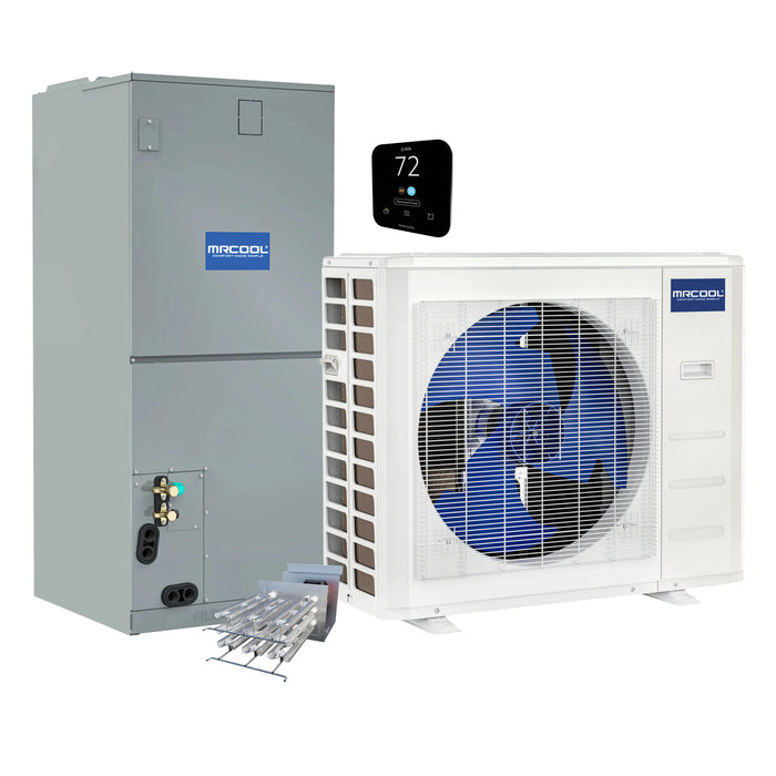 MRCOOL Hyper Heat 2nd Gen 36K BTU, 3 Ton, 17.4 SEER2 Heat Pump Condenser and Ducted Air Handler with 8kW Heat Kit (C36HP230BL00H08)