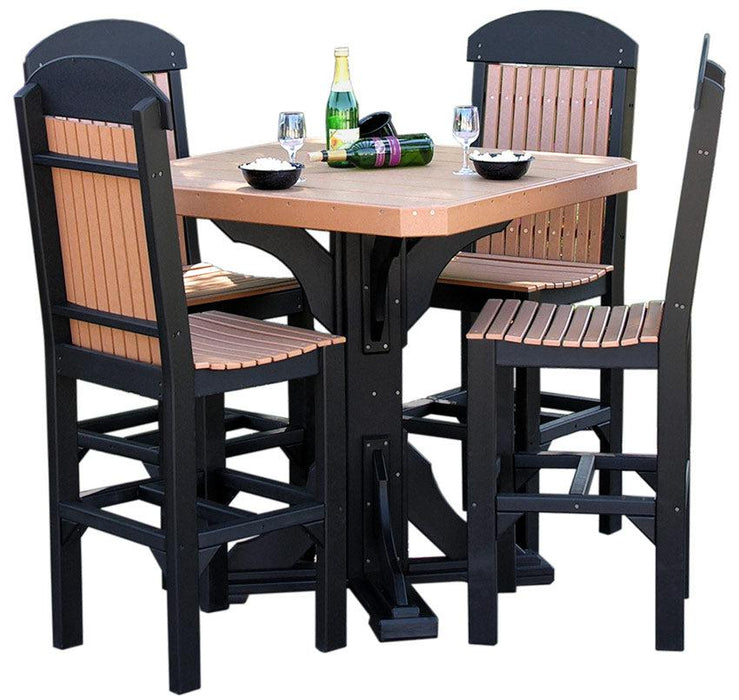 LuxCraft Recycled Plastic 41" Square Poly Table Set with 4 Classic Side Chairs (BAR HEIGHT)