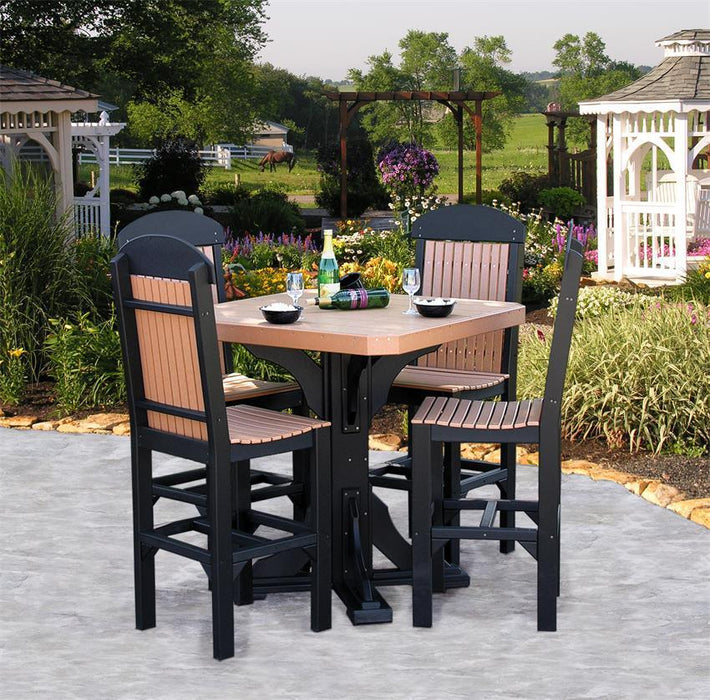 LuxCraft Recycled Plastic 41" Square Counter Height Poly Table Set with Four Counter Height Classic Side Chairs