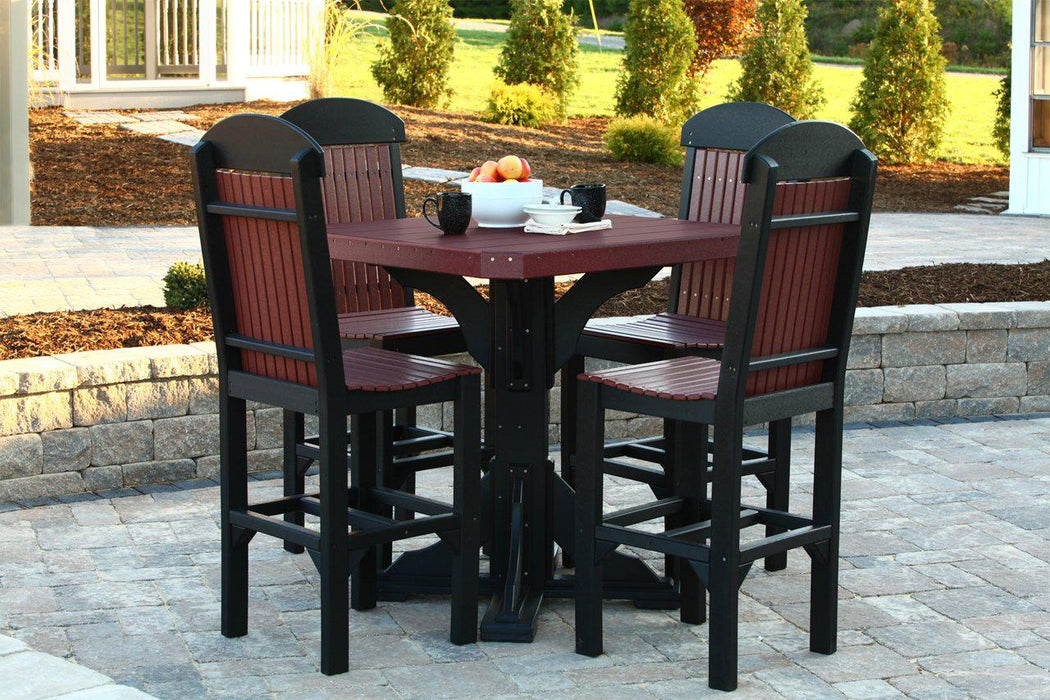 LuxCraft Recycled Plastic 41" Square Poly Table Set with 4 Classic Side Chairs (BAR HEIGHT)
