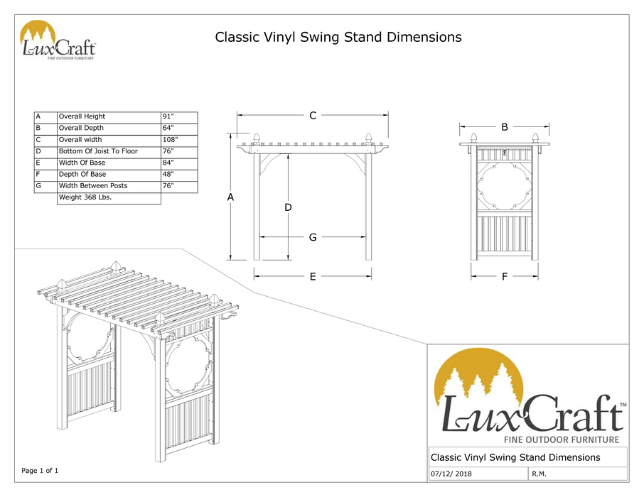 LuxCraft Classic Vinyl Swing Stand