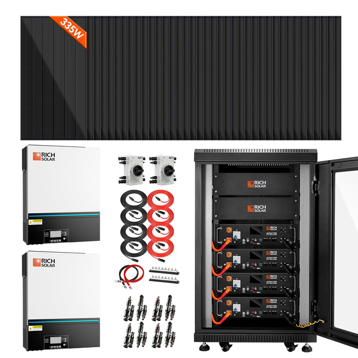 Rich Solar Complete Off-Grid Solar Kit | 13,000W 120/240V Output | 48VDC