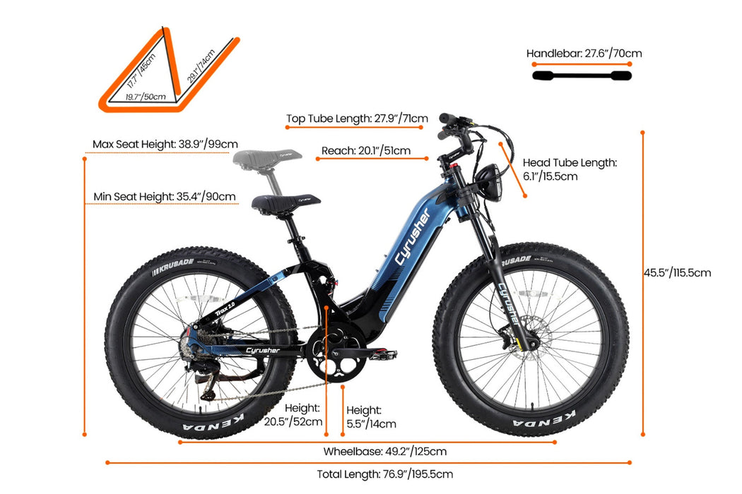 Cyrusher Trax 2.0 Step-Thru E-Bike | Full Suspension Fat Tire