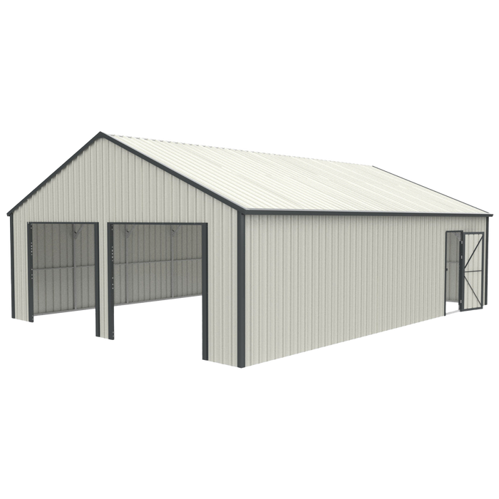 Chery Industrial 25' x 33' Double Garage Metal Shed with Side Entry Door