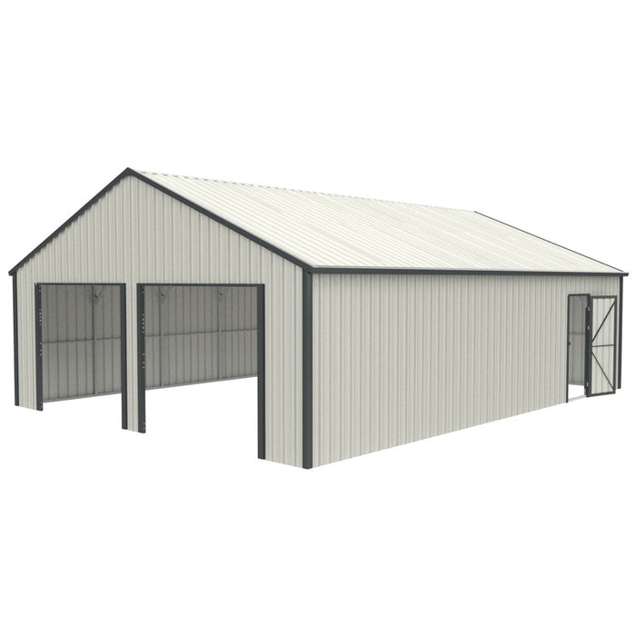 Chery Industrial 25' x 33' Double Garage Metal Shed with Side Entry Door