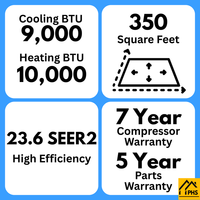 MRCOOL DIY 5th Gen E Star 9,000 BTU Single Zone Mini Split Complete System 115V with 25 ft. DIY Quick Connect Line Set and DIYPRO Cable, DIY-09-HP-WM-115D25-O