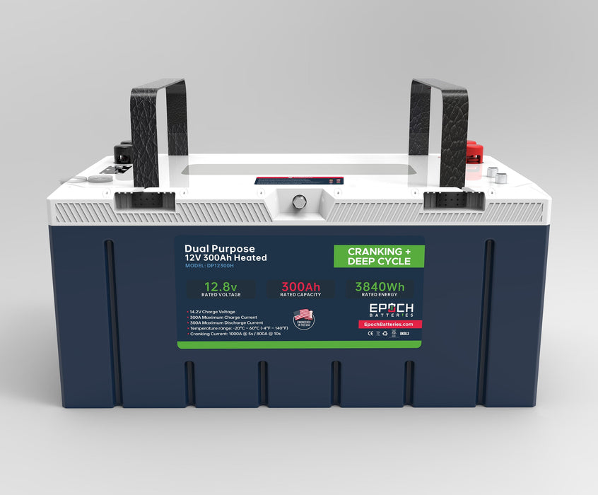Epoch Batteries 12V 300Ah LiFePO4 | Heated, Bluetooth, Group 8D, Victron Comms | Cranking & Deep Cycle Battery (Dual Purpose)