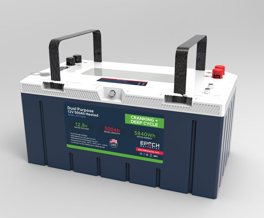 Epoch Batteries 12V 300Ah LiFePO4 | Heated, Bluetooth, Group 8D, Victron Comms | Cranking & Deep Cycle Battery (Dual Purpose)