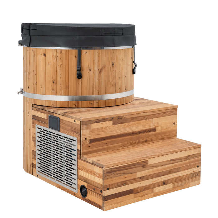Redwood Outdoors Summit Outdoor Sauna in Cedar x Alaskan All-In-One Cold Plunge