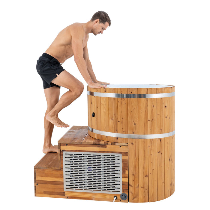 Redwood Outdoors Summit Outdoor Sauna in Cedar x Alaskan All-In-One Cold Plunge