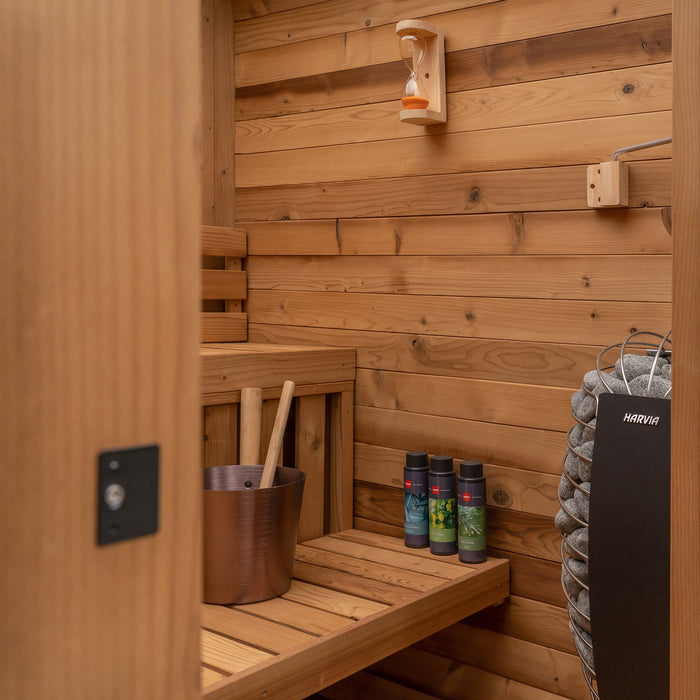 Redwood Outdoors Summit Outdoor Sauna in Cedar x Alaskan All-In-One Cold Plunge