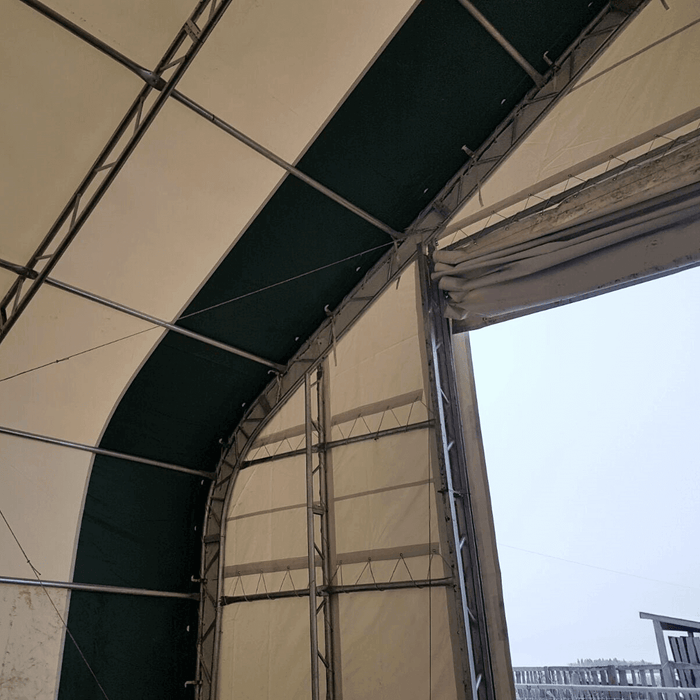 Chery Industrial Gold Mountain Double Truss Arch Storage Shelter 30′ W × 60′ L × 20′ H