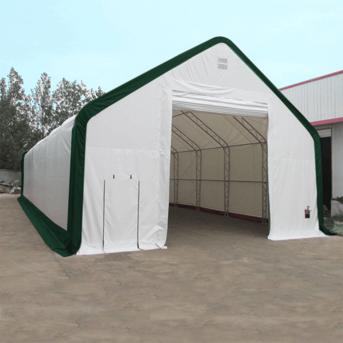 Chery Industrial Gold Mountain Double Truss Arch Storage Shelter 30′ W × 60′ L × 20′ H