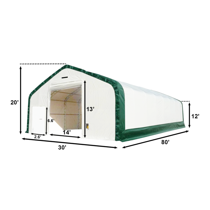 Chery Industrial Gold Mountain Double Truss Arch Storage Shelter 30′ W × 80′ L × 20′ H