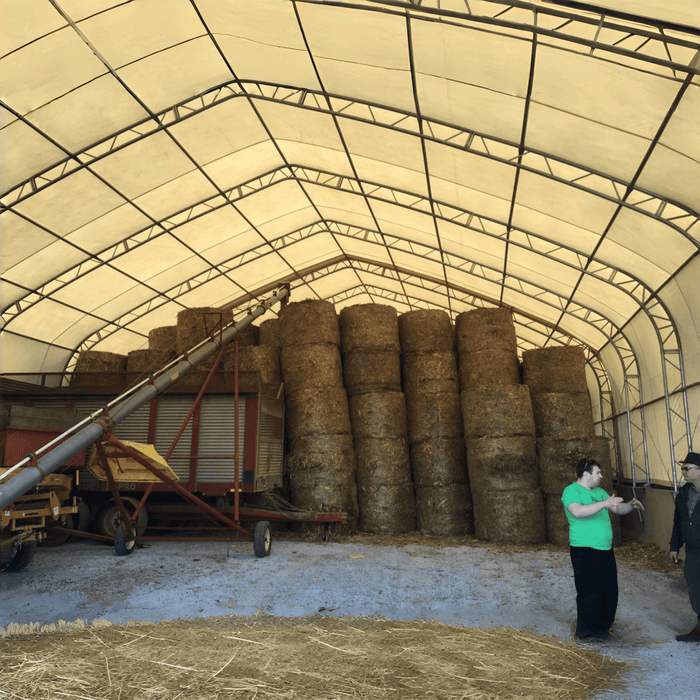 Chery Industrial Double Truss Storage Shelter W40'xL80'xH21', 10' Truss Spacing