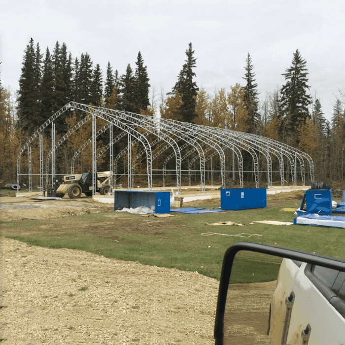 Chery Industrial Gold Mountain Double Truss Storage Shelter 40′ W × 80′ L × 23′ H