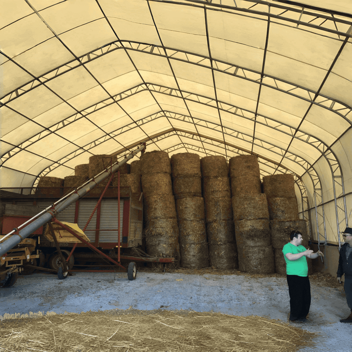 Chery Industrial Gold Mountain Double Truss Storage Shelter 40′ W × 80′ L × 23′ H