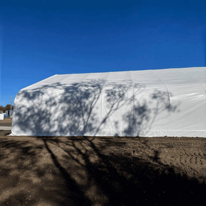 Chery Industrial Gold Mountain Double Truss Storage Shelter 50′ W × 100′ L × 23′ H
