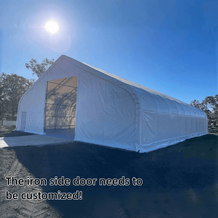 Chery Industrial Gold Mountain Double Truss Storage Shelter 50′ W × 80′ L × 23′ H