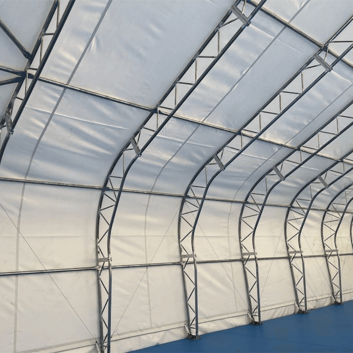 Chery Industrial Gold Mountain Double Truss Storage Shelter 70′ W × 120′ L × 28′ H