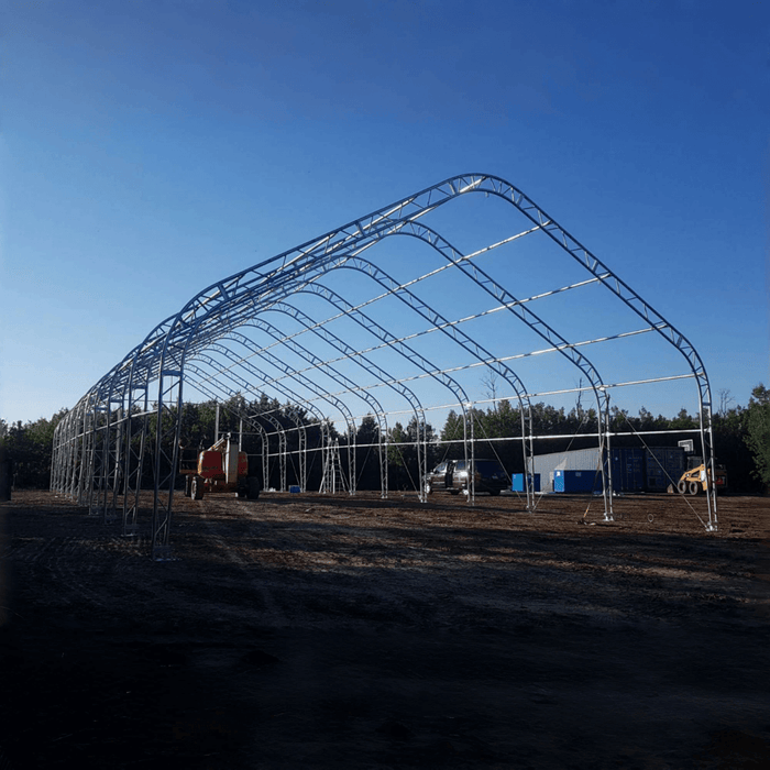 Chery Industrial Gold Mountain Double Truss Arch Storage Shelter 30′ W × 40′ L × 20′ H