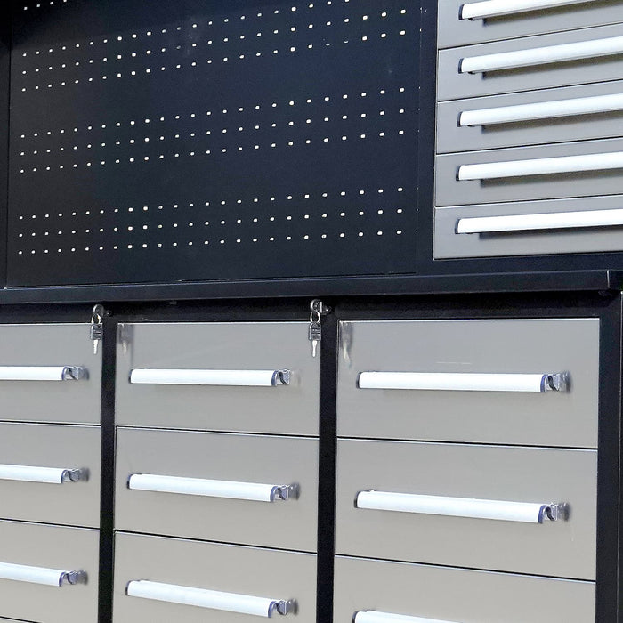 10ft Workbench Cabinet (30 Drawers, 2 Cabinets & 1 Pegboard)