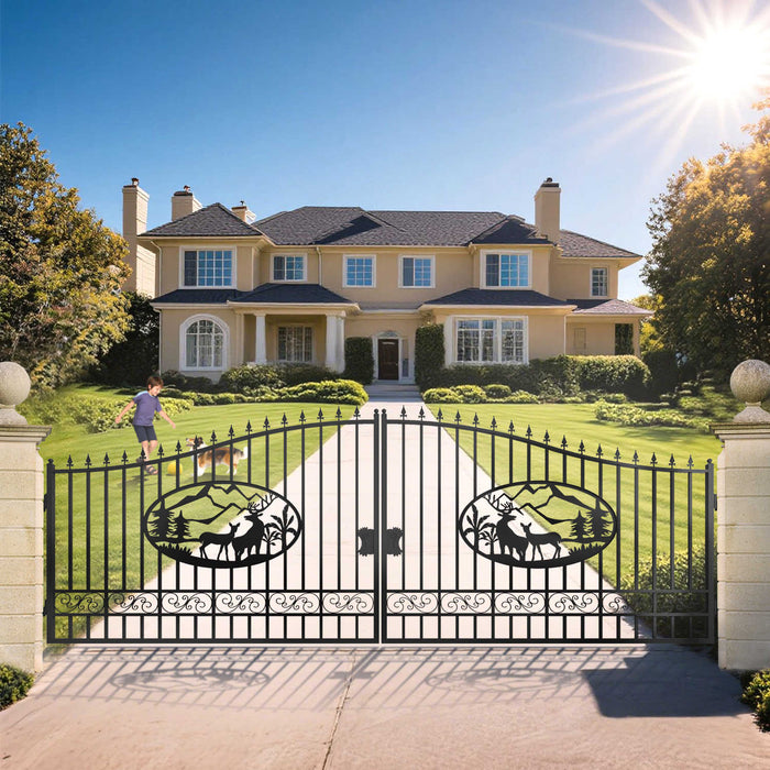20x8 ft Steel Dual Swing Driveway Gate