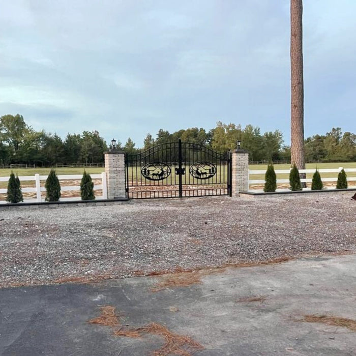 14x8 ft Steel Dual Swing Driveway Gate