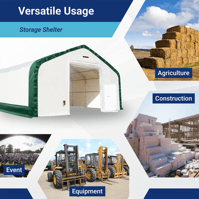 Chery Industrial Gold Mountain Double Truss Arch Storage Shelter 40′ W × 64′ L × 23′ H