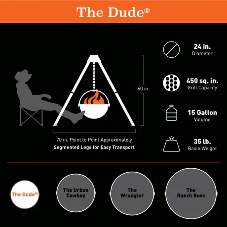 Cowboy Cauldron The Dude 24" Fire Pit and Grill