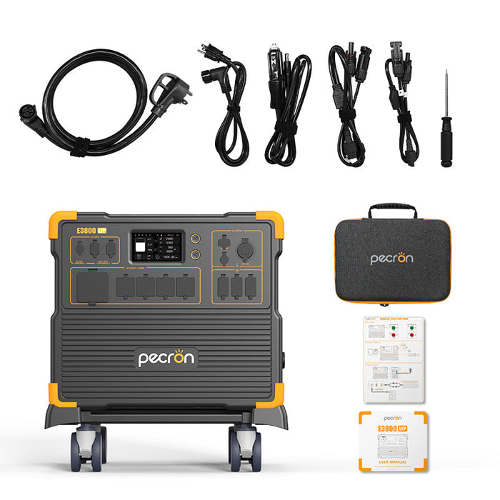 PECRON E3800LFP Portable Power Station 4200W 3840Wh with Free Cart