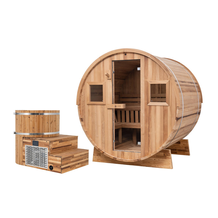 Redwood Outdoors Extra-Wide Sauna x Alaskan All-In-One Cold Plunge