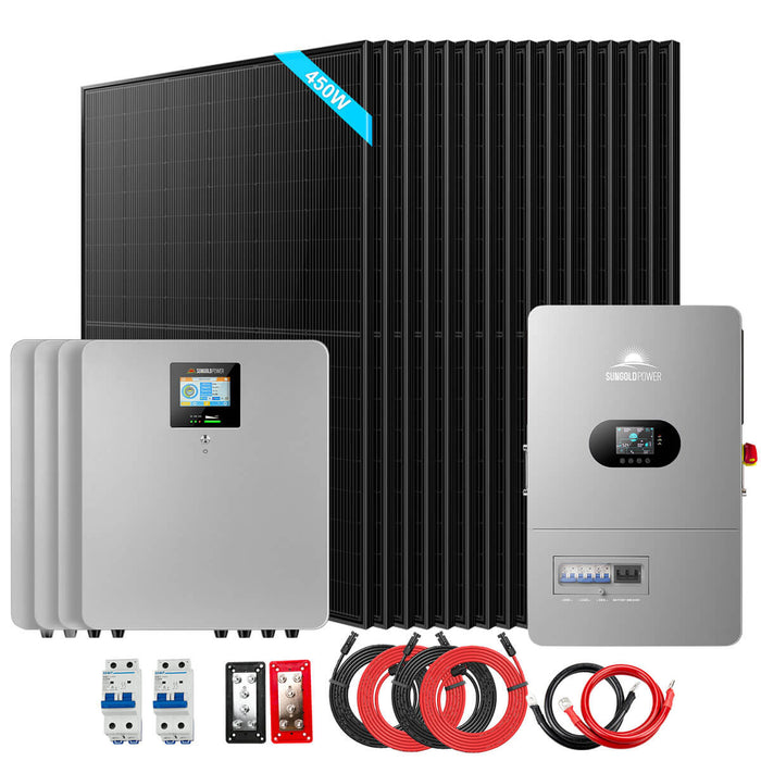 SunGoldPower Off-Grid Solar Kit 12kW 48V 20.48kWh 16 x 450W - FR-12K20CP/FR-12K20CE
