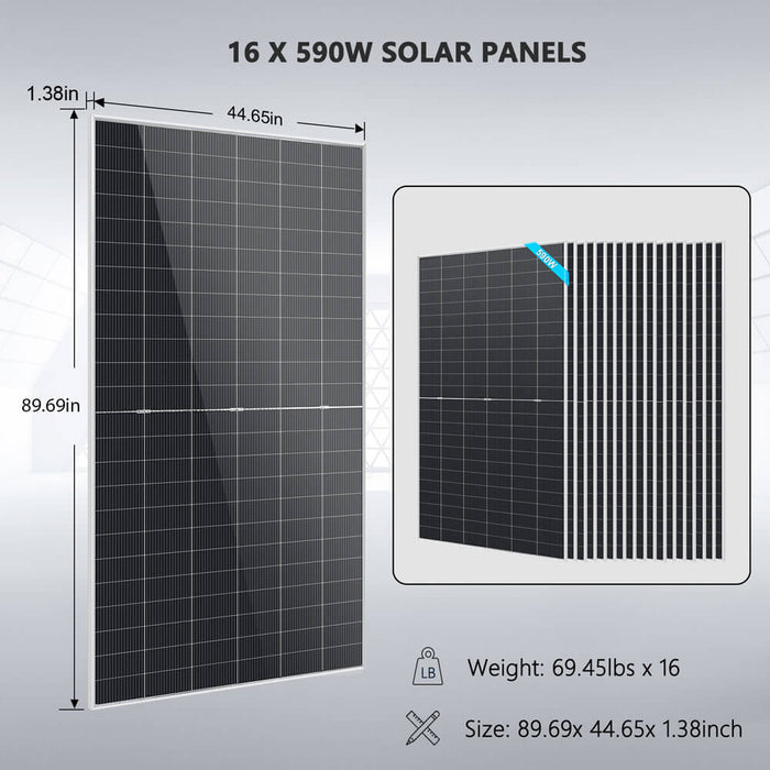 SunGoldPower Off-Grid Solar Kit 12kW 48V 30.72kWh 16 x 590W - FR-12K30CP/FR-12K30CE