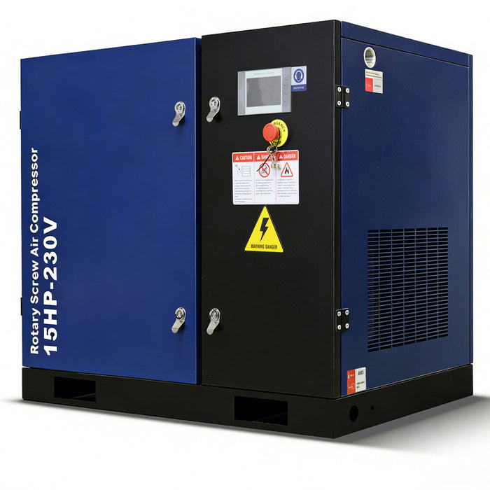56CFM Rotary Screw Air Compressor, 15HP, 125PSI, 230V 3PHASE 60HZ