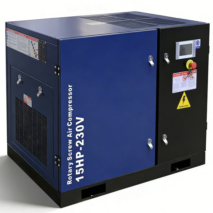 56CFM Rotary Screw Air Compressor, 15HP, 125PSI, 230V 3PHASE 60HZ