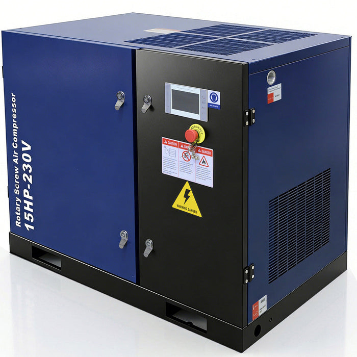 56CFM Rotary Screw Air Compressor, 15HP, 125PSI, 230V 3PHASE 60HZ